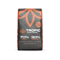 50L substrate bag with orange plant logo, 70% coco and 30% perlite text