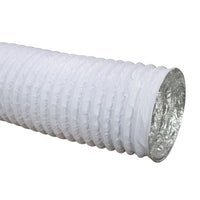 White flexible ducting hose with corrugated fabric sleeves