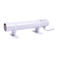 White tube heater with mounting feet and attached power cord