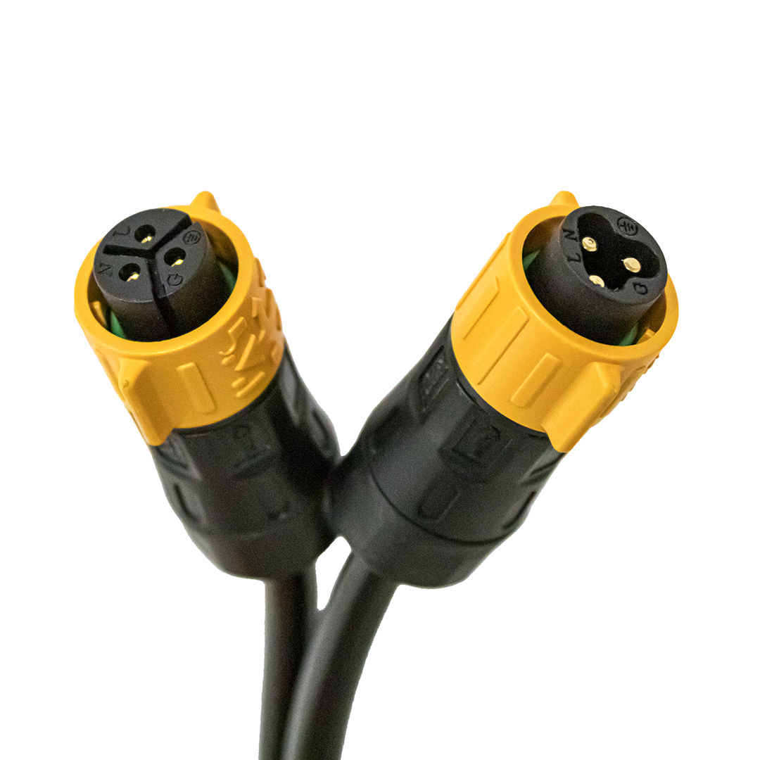 Undercanopy LED light bar detachable connectors with yellow caps and black plugs