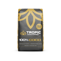 50 L coconut coir bag, black with yellow Tropic CocoPro leaf logo