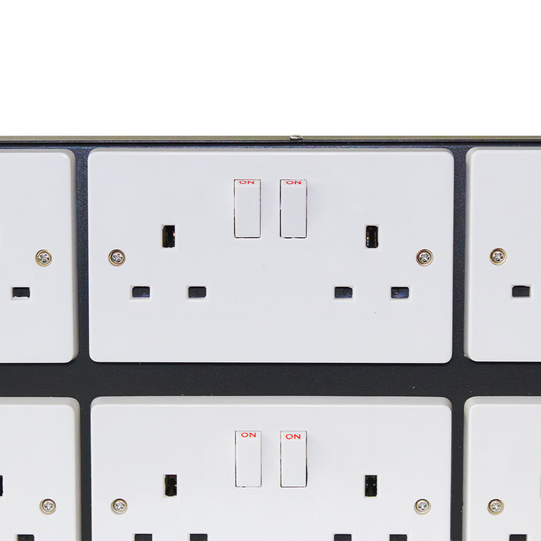 Omega contactor board with outlet blocks and two toggle switches labeled ON