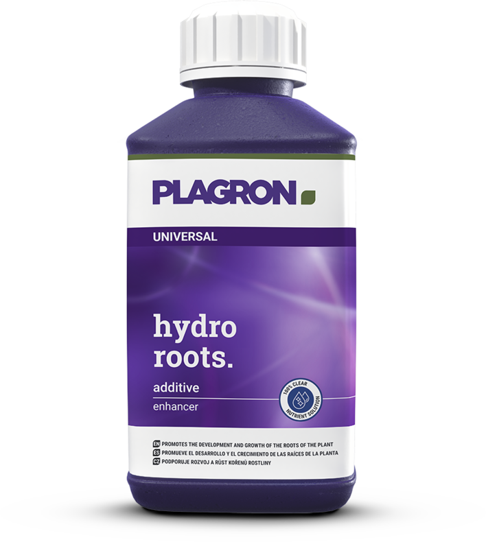 Universal plant additive bottle with white cap, purple liquid, front label