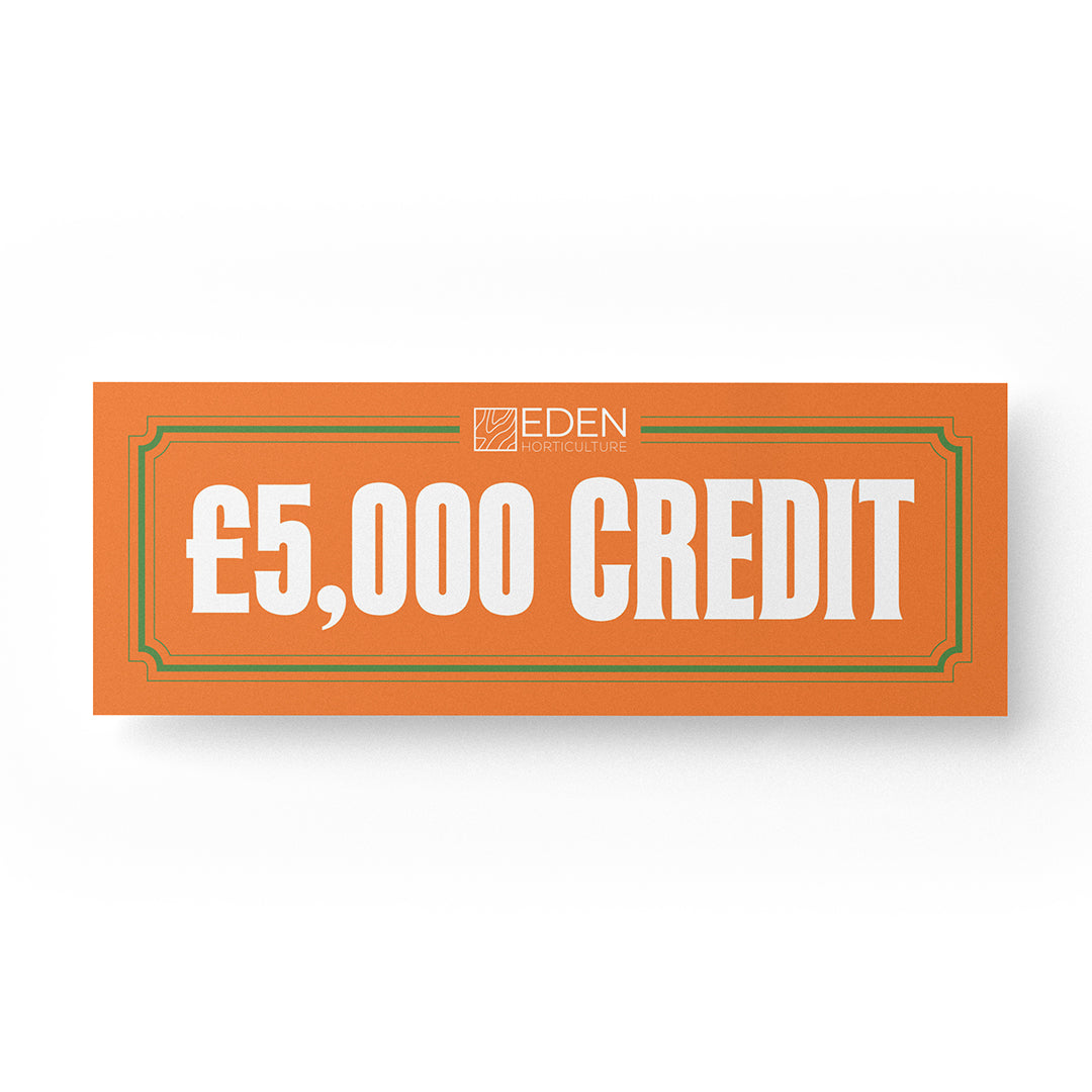 Orange EDEN £5,000 credit voucher with bold CREDIT text and border