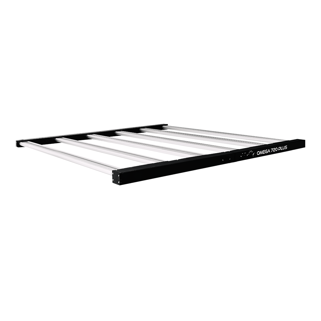 Omega 720 PLUS LED light fixture with multiple white LED bars in black frame