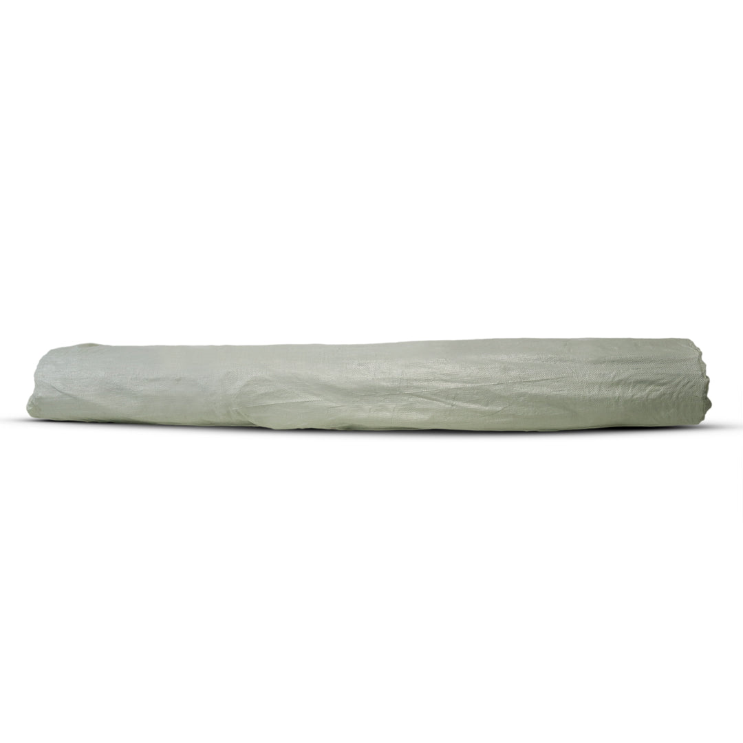 Rolled gray fabric cover for plant canes bundle