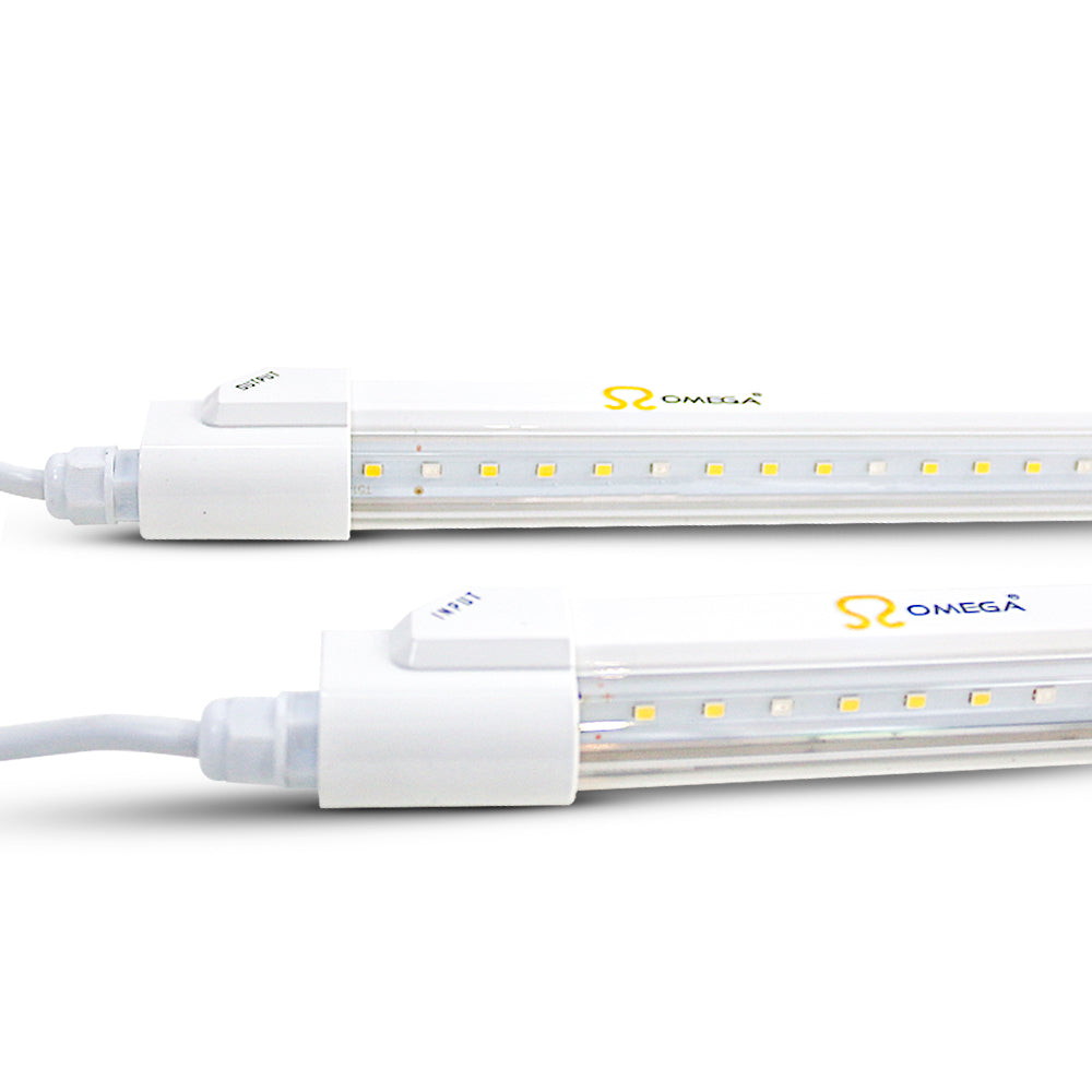 LED grow light tube with white power module and LED strip, with two cable ends