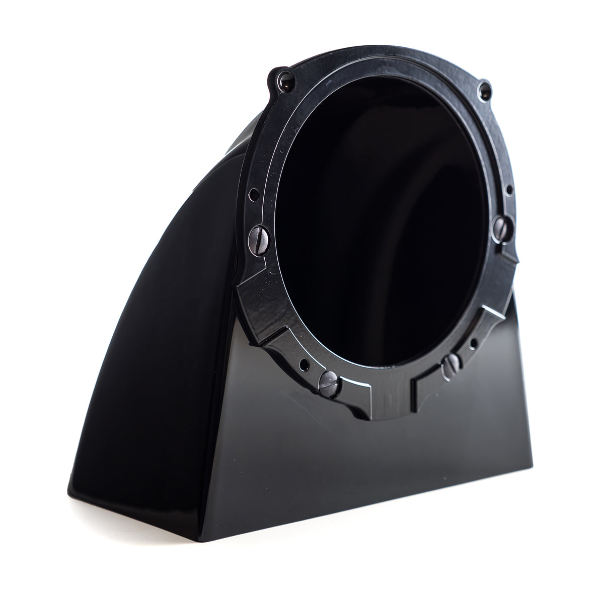 Black hopper full assembly with round intake opening and mounting screws