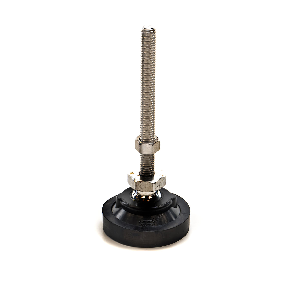 Black lever handle assembly with threaded rod and round base