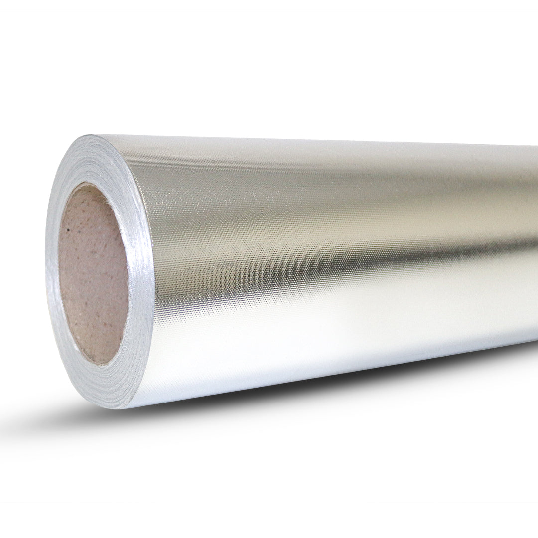 Thermal reflection sheeting roll, metallic silver foil with brown inner core