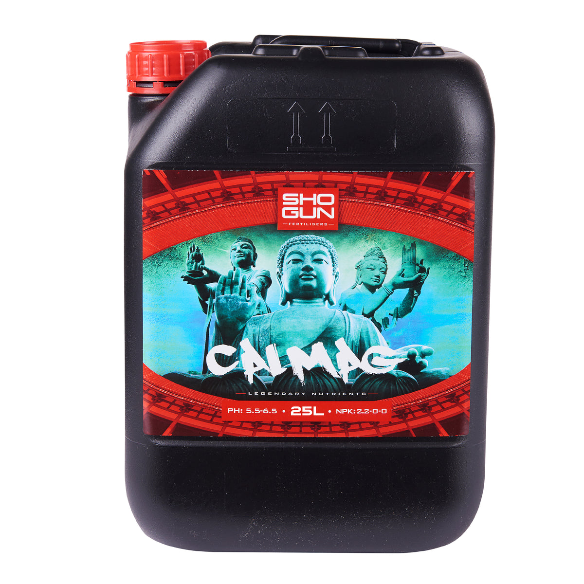 CalMag liquid supplement jug, black with blue/red label, 25L size