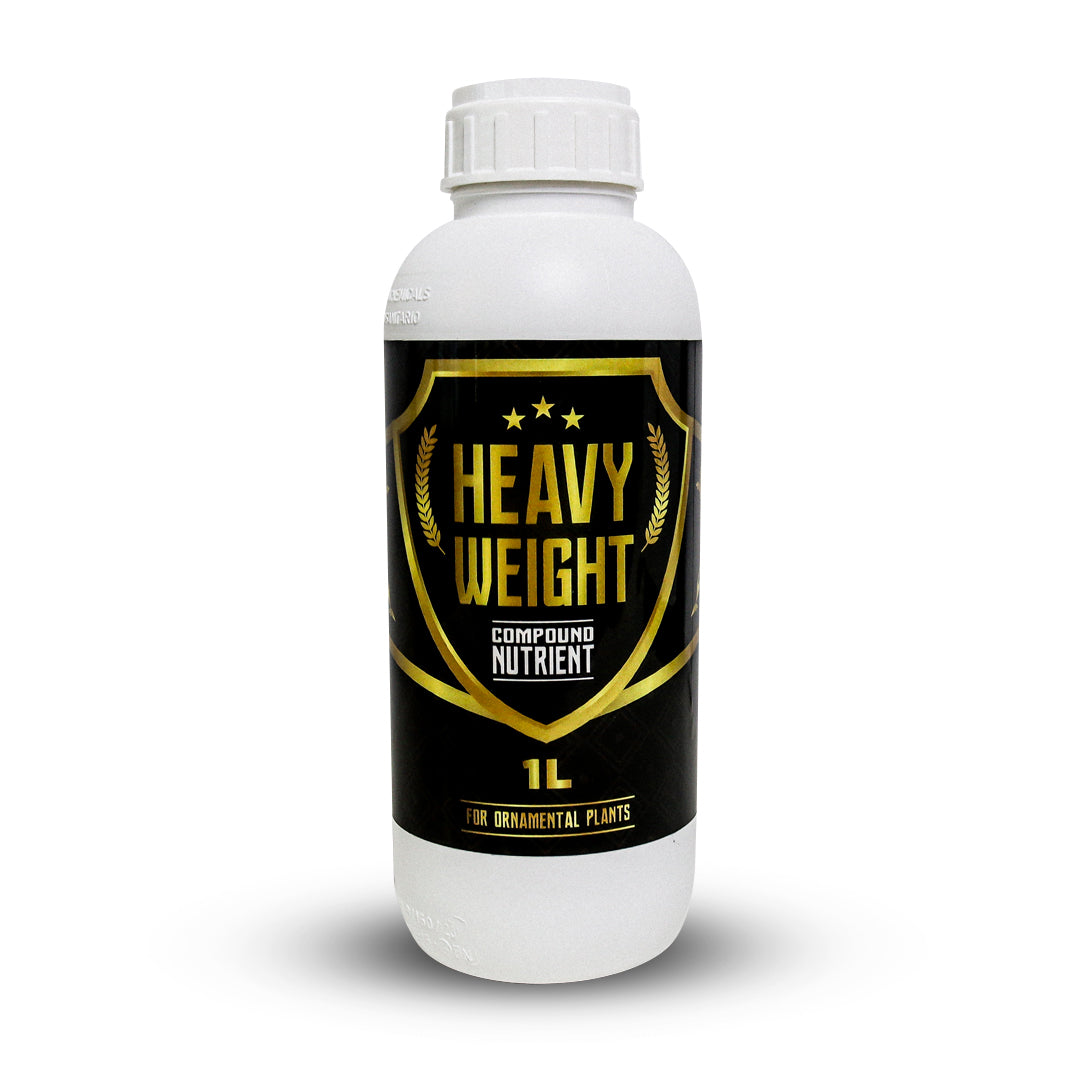 1L heavy weight plant nutrient bottle with white cap and black-and-gold label