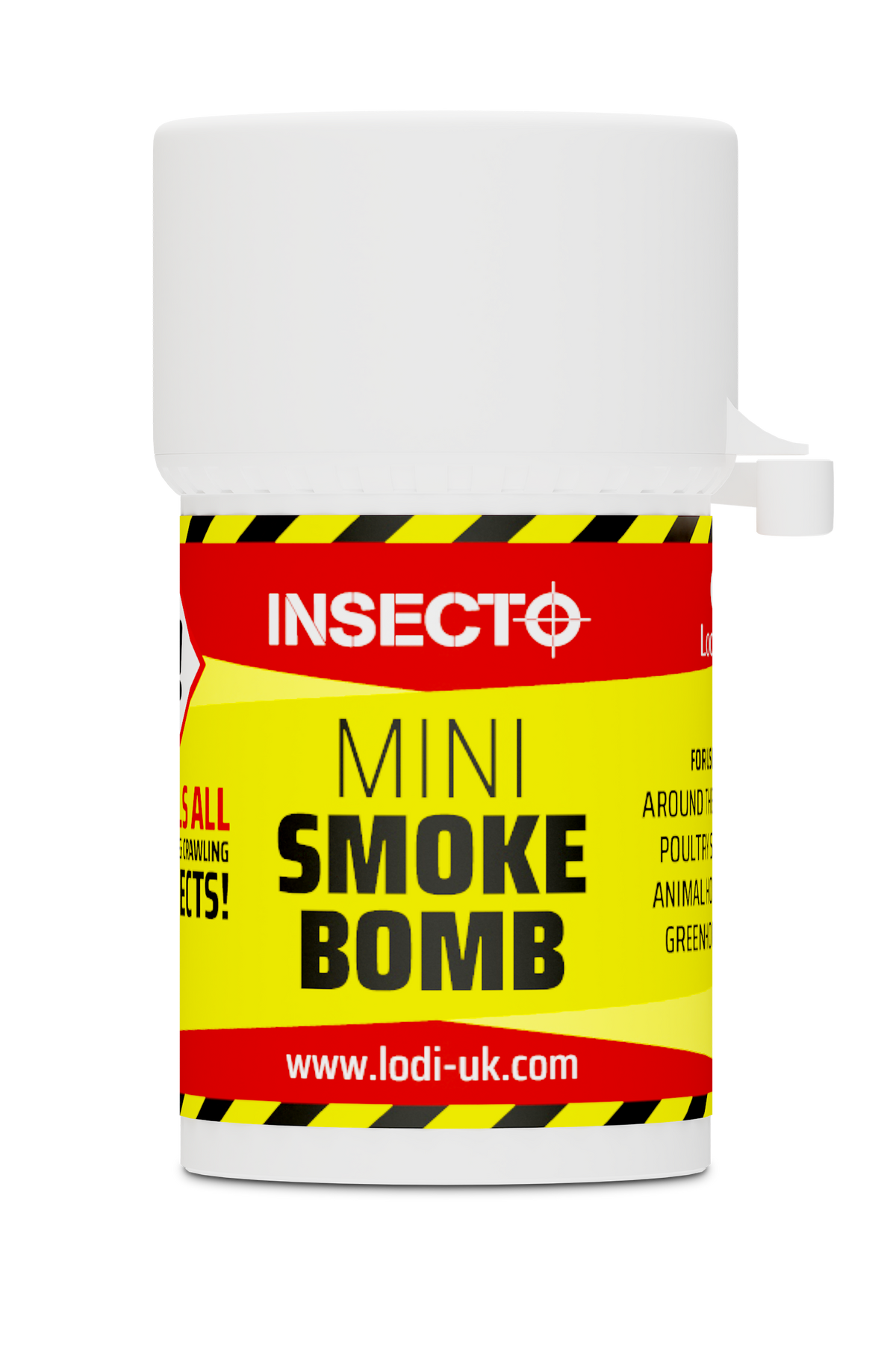 Smoke bomb container with Mini Smoke Bomb label