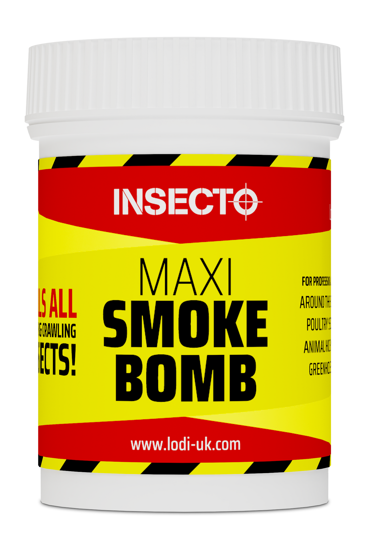Smoke bomb container with Maxi Smoke Bomb label