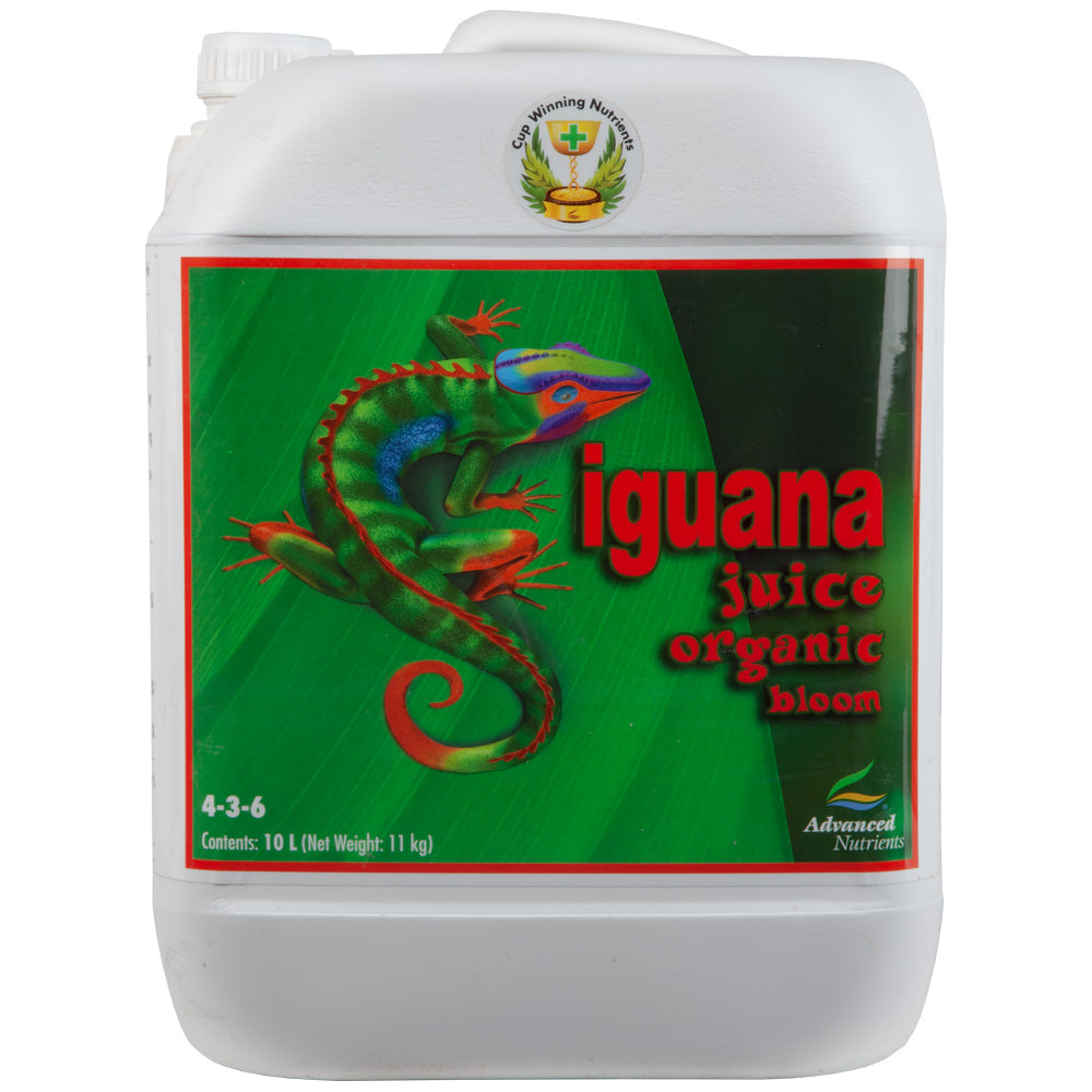 Advanced Nutrients Iguana Juice Organic Bloom bottle with green label and 4-3-6 mark