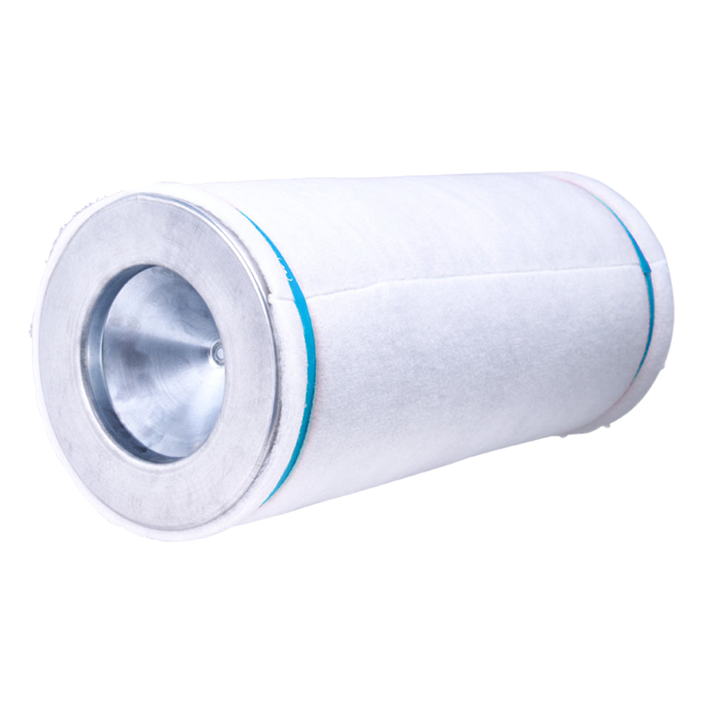Replacement carbon filter cartridge with metal inlet ring and blue seal band