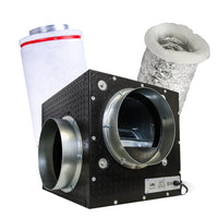 Foam extraction kit unit with black housing, round fans, and white filter bag