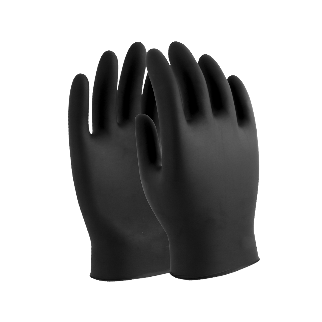 Black nitrile disposable gloves, two-piece set