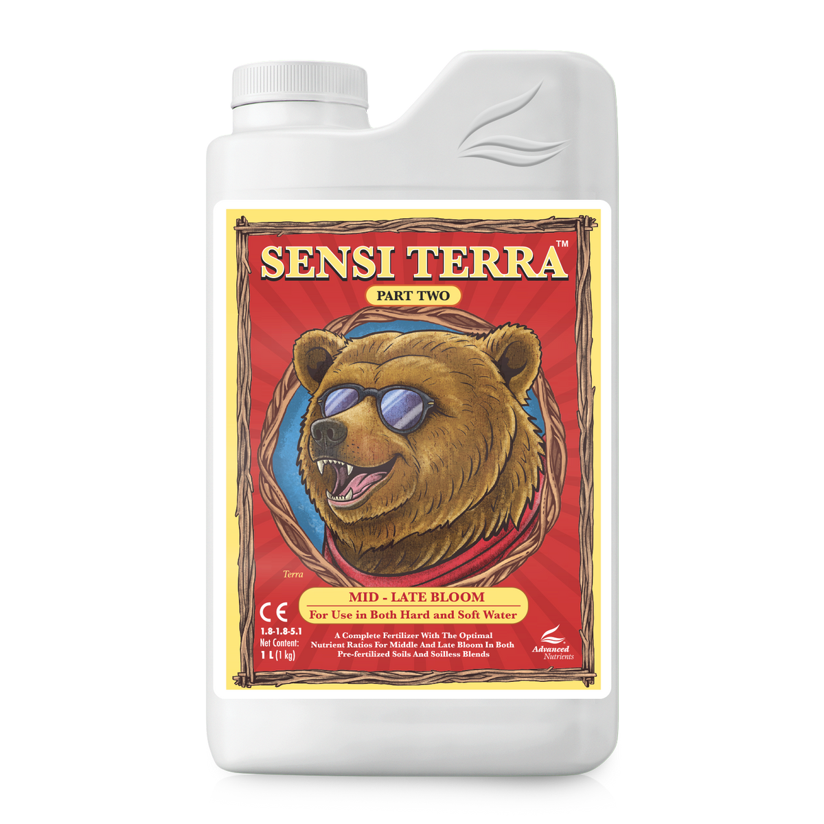 White nutrient bottle with bear graphic label, Part Two