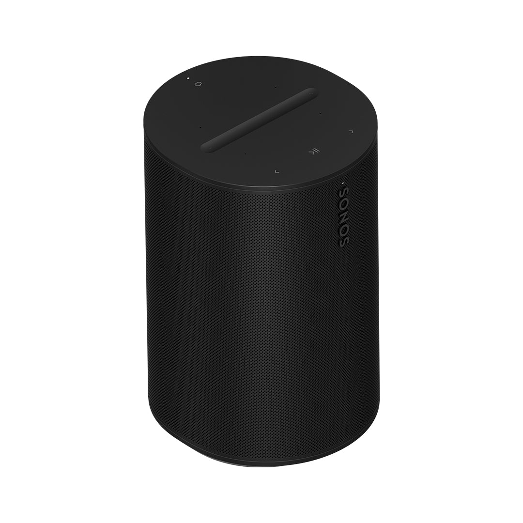 Sonos Era 100 smart speaker, black cylindrical fabric grille with top controls