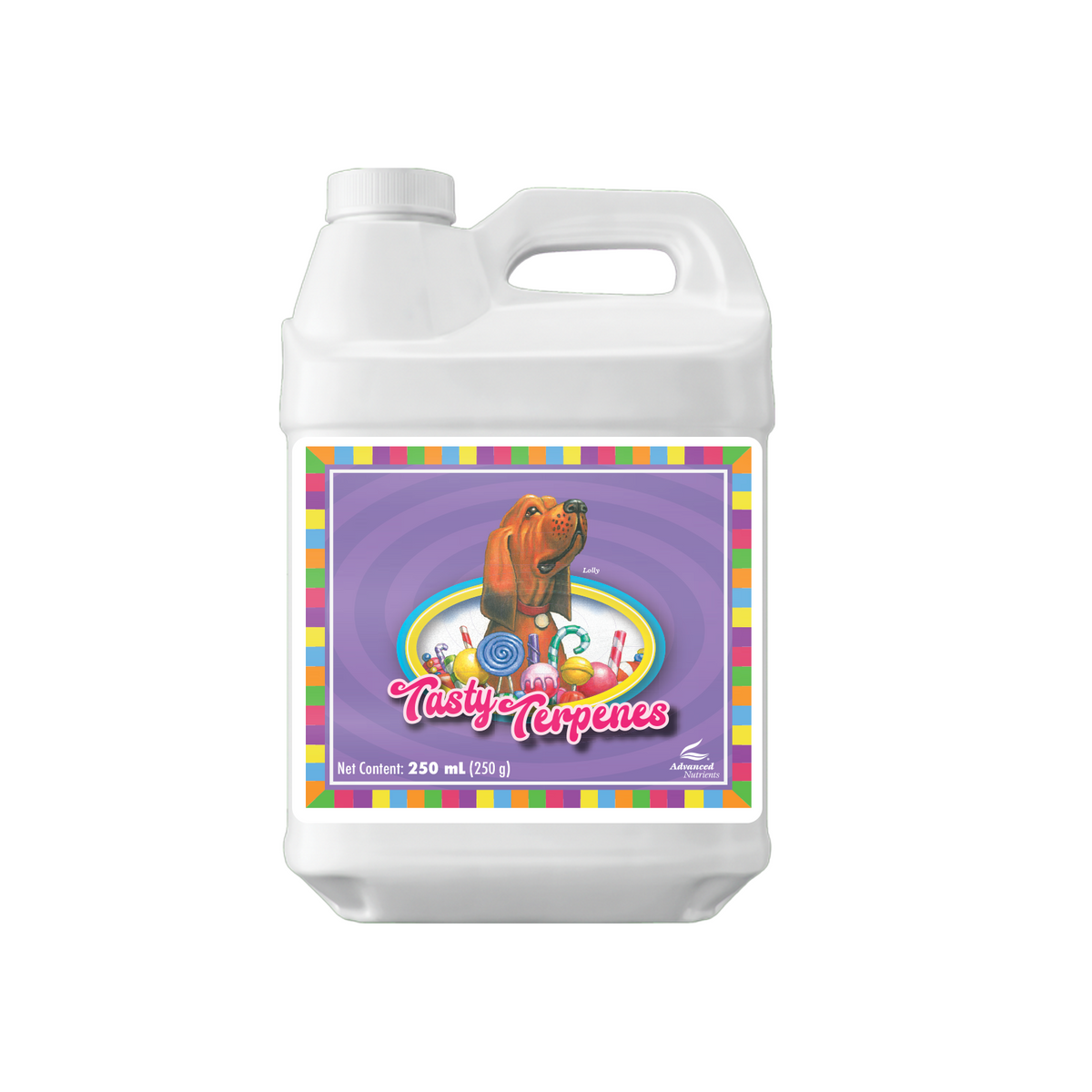 Advanced Nutrients Tasty Terpenes 250 ml bottle, white jug with handle and label