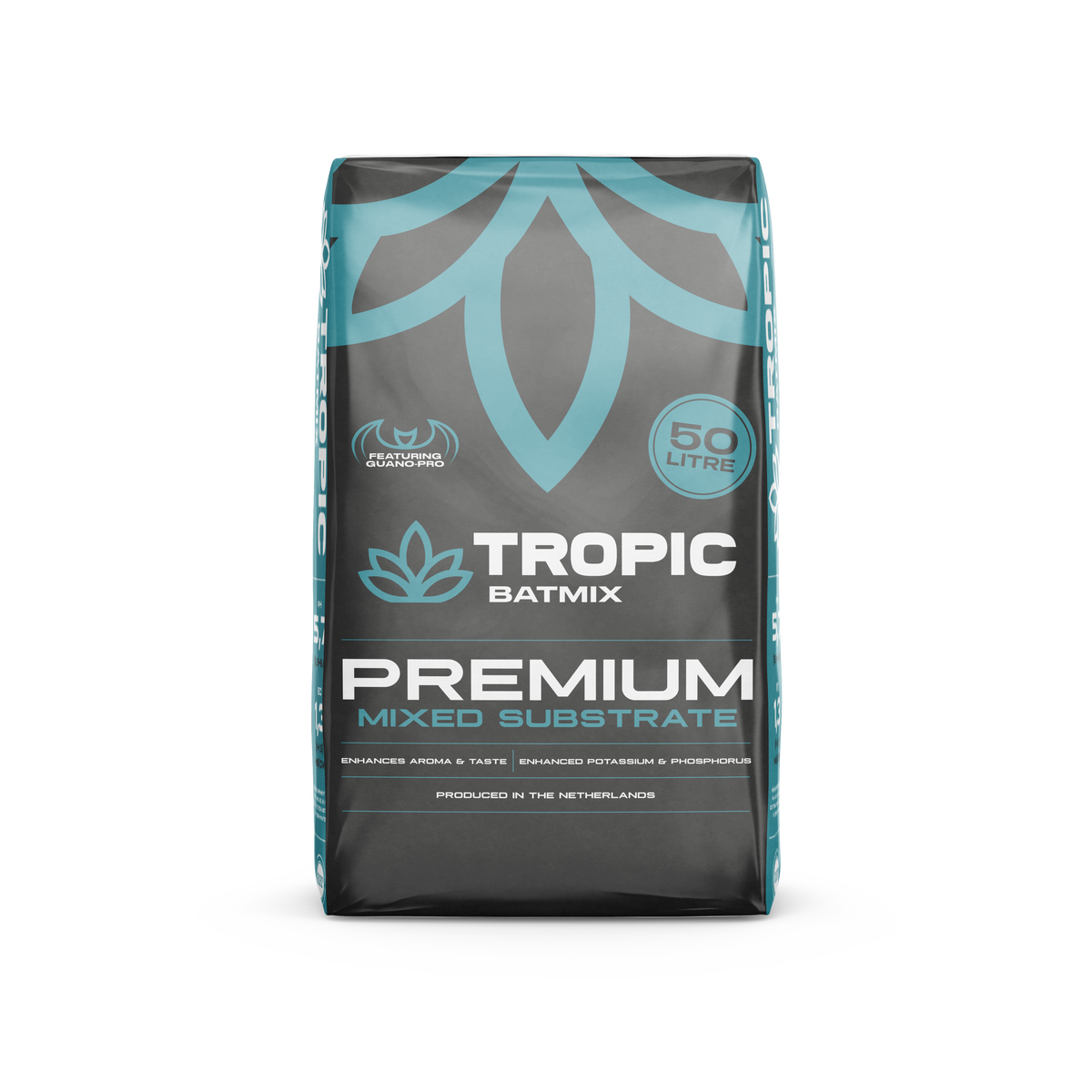 50L Tropic Batmix premium mixed substrate bag, teal and black front label