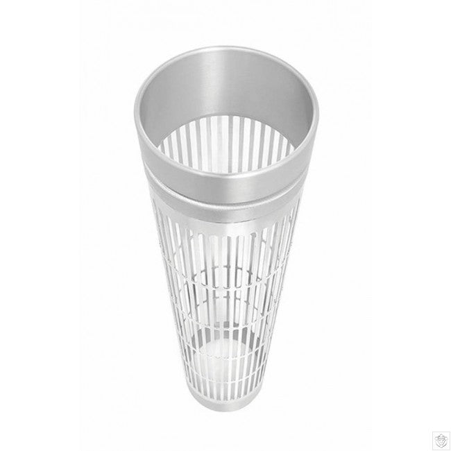 White plastic beverage tumbler with ridged grid sides