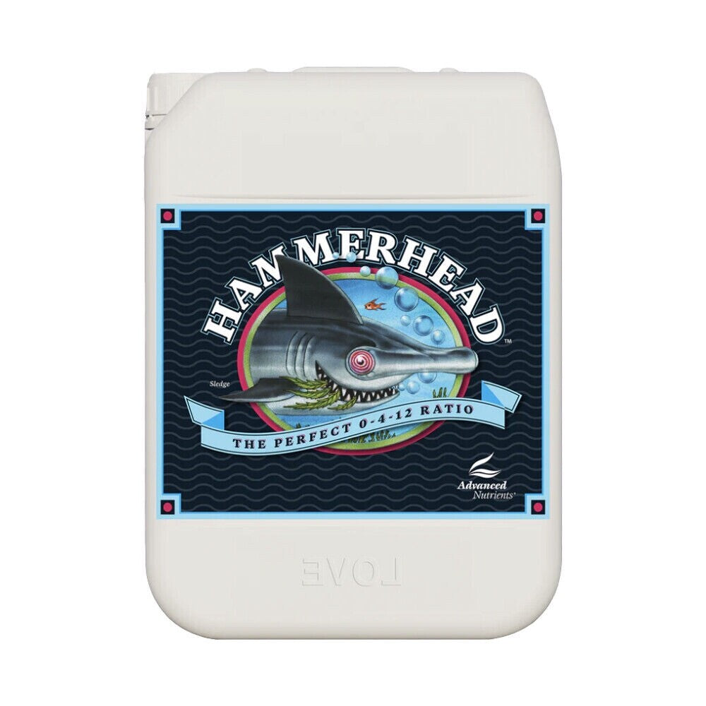 Advanced Nutrients Hammerhead nutrient jug, blue Hammerhead label with 0-4-12 ratio