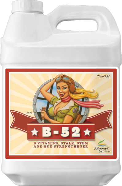 Advanced Nutrients B-52 nutrient bottle, front label close-up with B-52 badge
