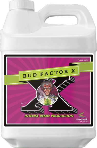 White nutrient jug close-up with purple label for intense resin production