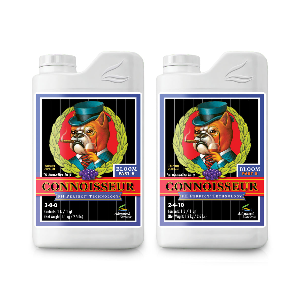 White Connoisseur nutrient bottles, Bloom Part A and Part B