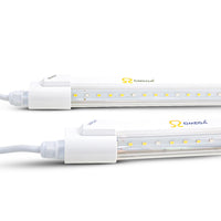 LED grow light bars with white connectors and yellow LEDs, twin-pack close-up