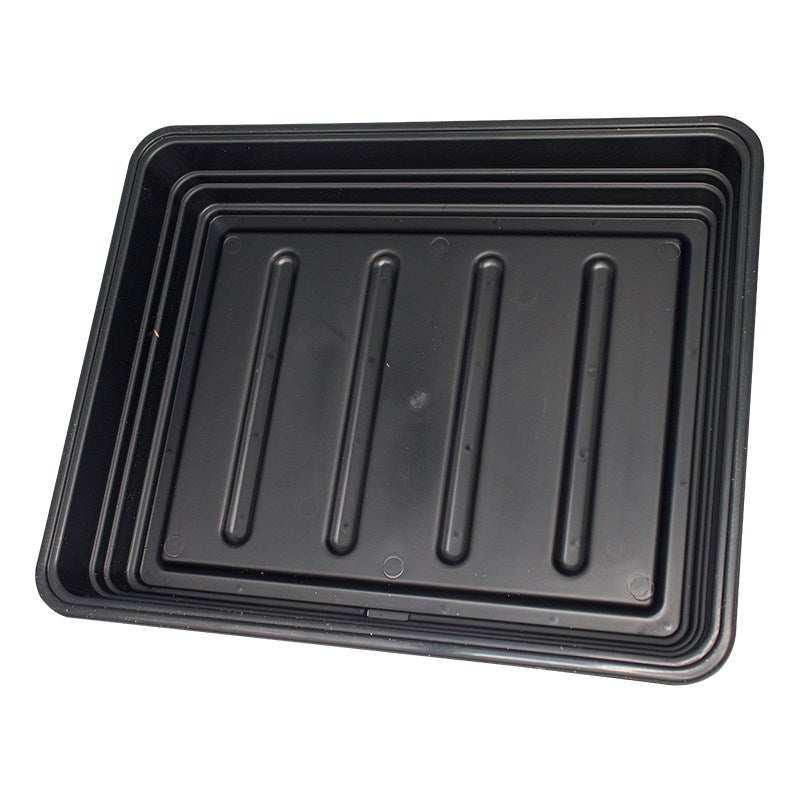 Stacking propagator insert tray with ribbed drainage channels