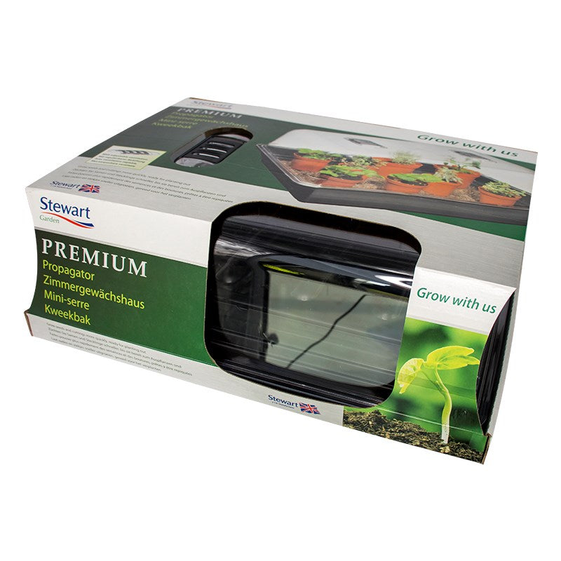 Propagator kit with clear plastic lid and black base tray