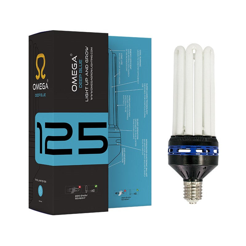 Omega Deep Blue CFL metal halide bulb with retail box, 125W