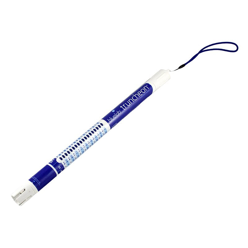 Bluelab Truncheon EC conductivity tester, white and blue handheld probe with lanyard