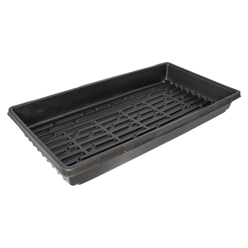 Black seedling propagator base tray with drainage grid