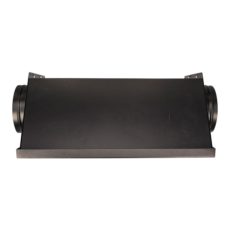 Black rectangular grow reflector housing with end vent openings