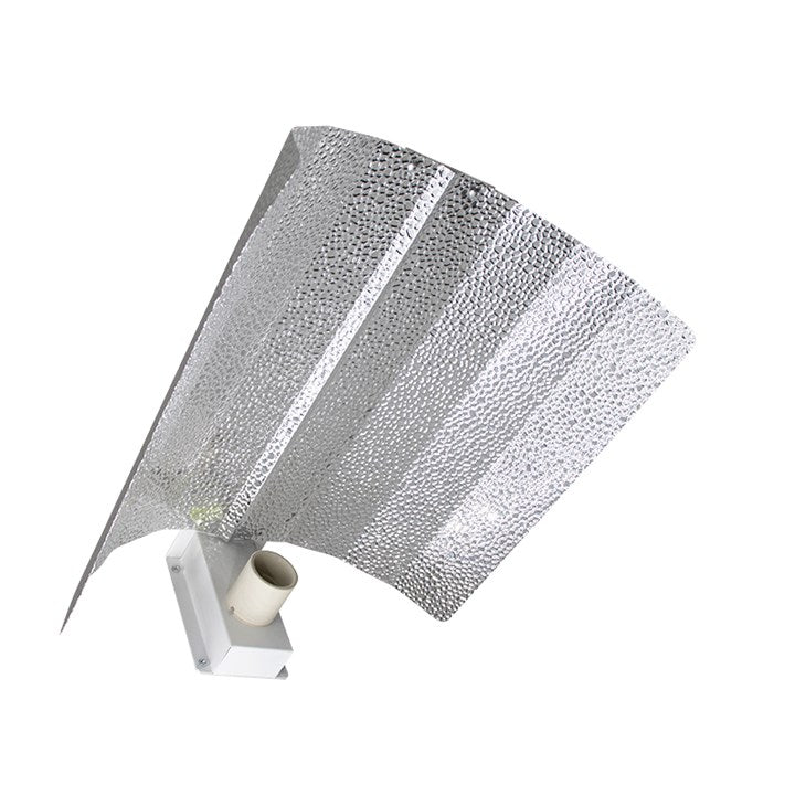 Reflector with silver foil hood and socket holder for IEC cable connection