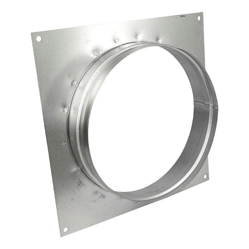 Wall plate with large circular opening and outer duct ring, metal mounting holes