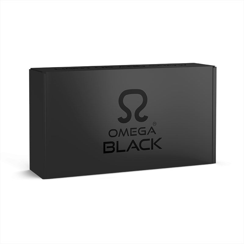 Black Omega Black ballast box packaging with Omega logo
