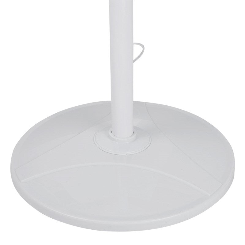 White pedestal fan base with support pole and circular stand
