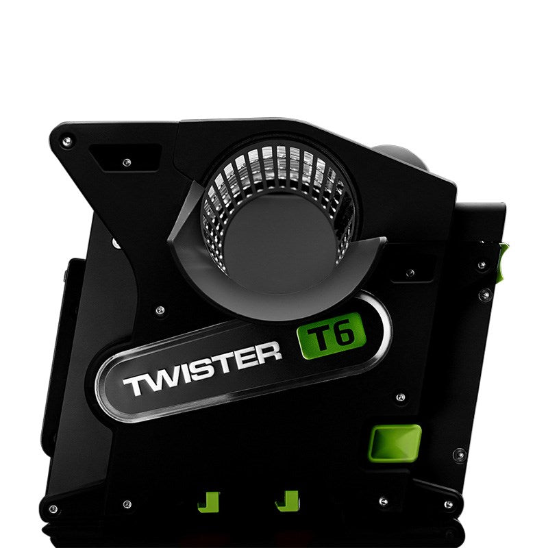 Trimmer machine front with circular vent grille and green T6 badge