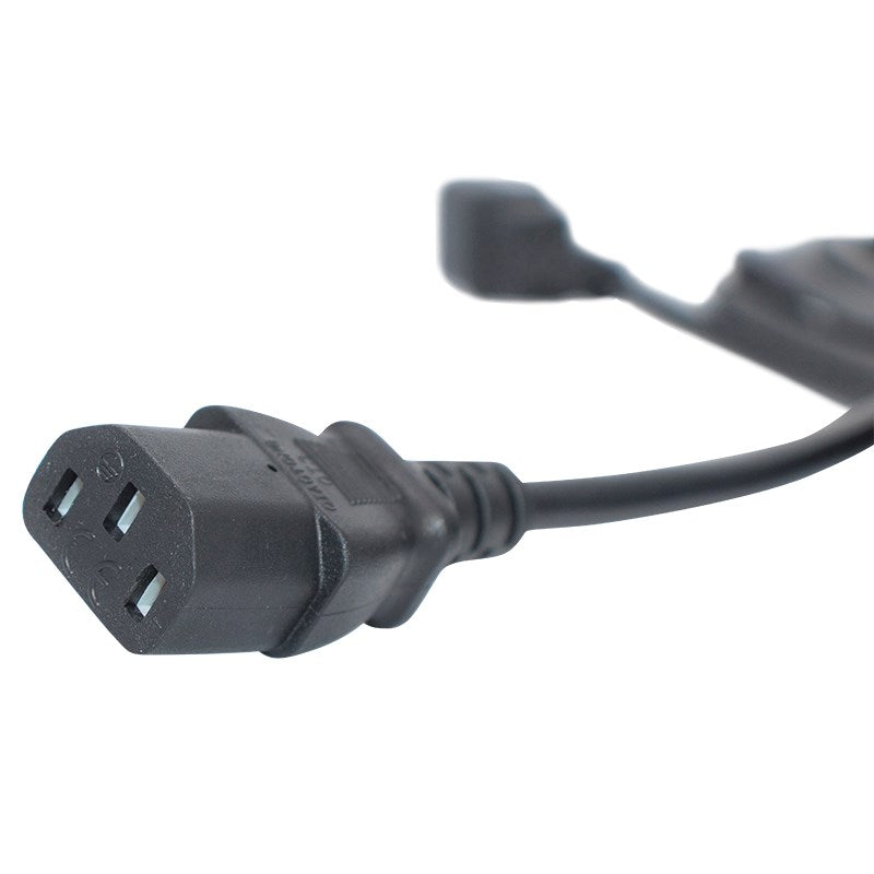 IEC power plug with two-prong connector and black cable end