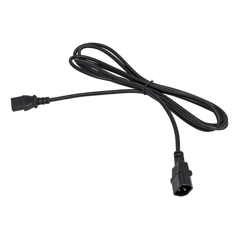 IEC extension lead with black cable and two-prong plug, 3 m