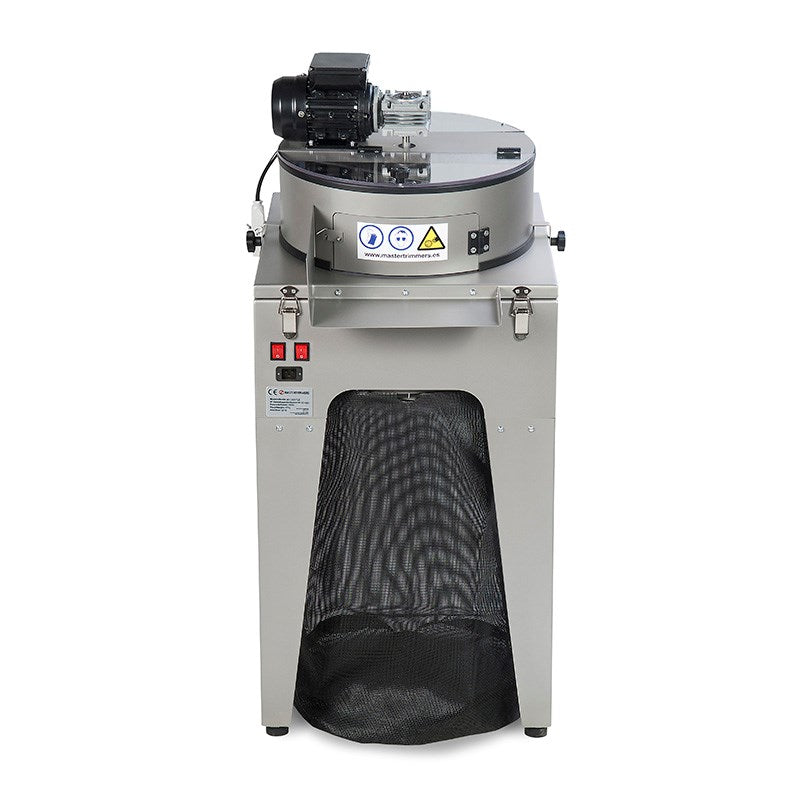 Master Trimmer MT Gentle machine with black fabric collection bag and control panel