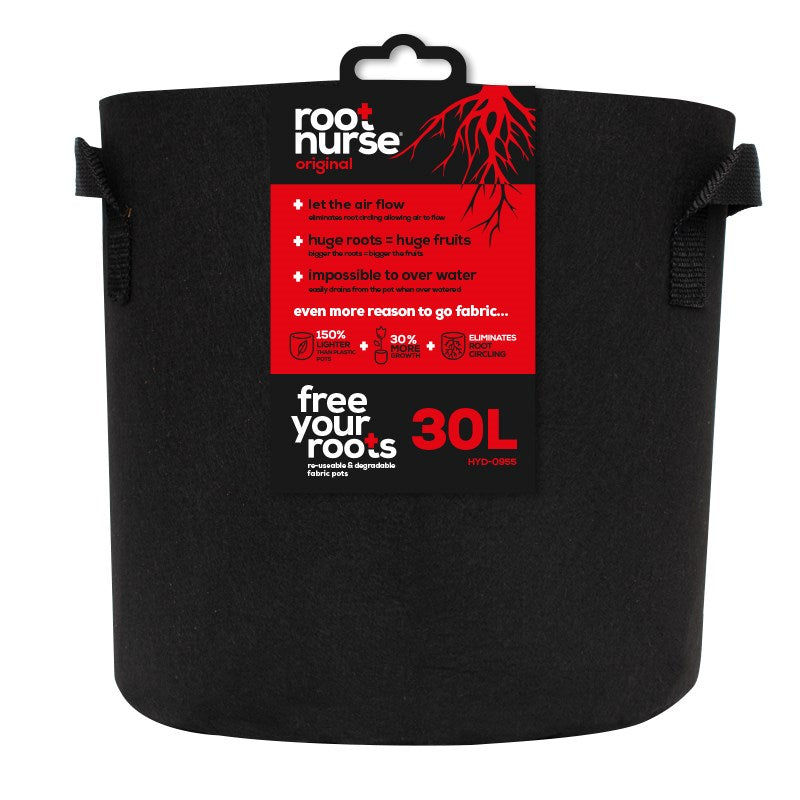 Black Root Nurse fabric grow pot, free roots 30L capacity