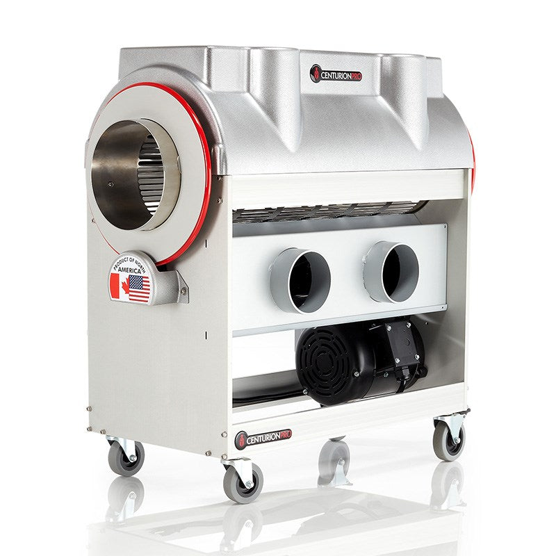 Silver bullet trimmer machine with front chamber, side openings, and rolling base