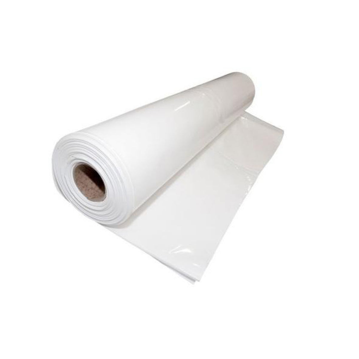 White plastic floor protection sheeting roll with unrolled edge