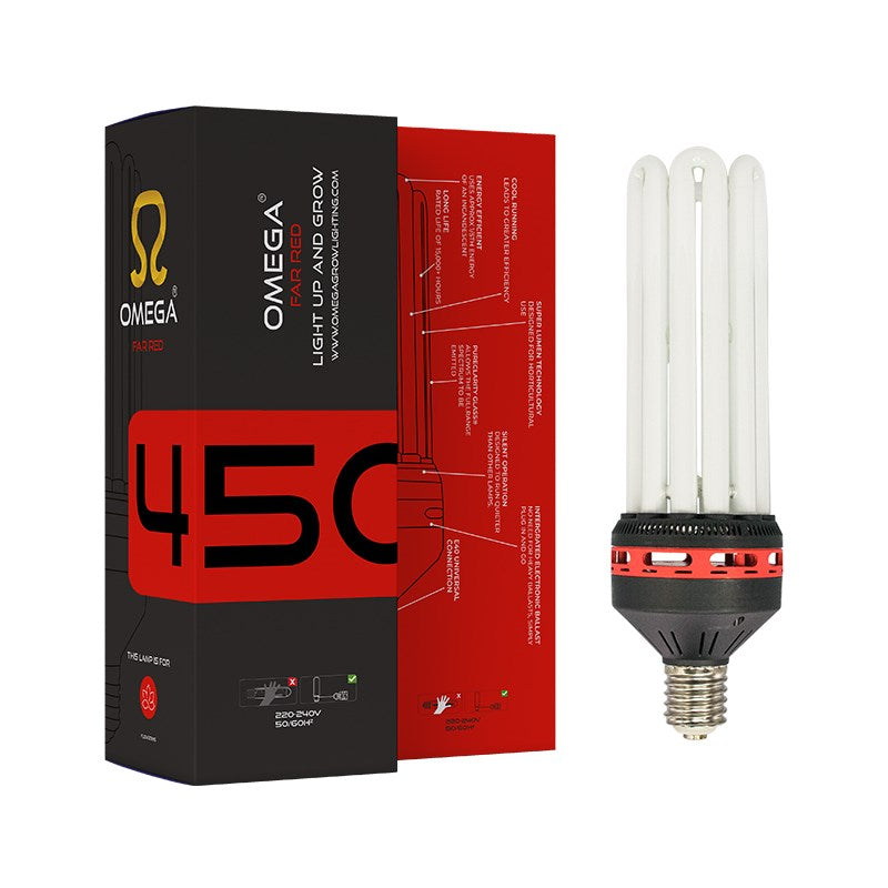 Far red CFL bulb kit, 450W, with boxed packaging and tube lamp